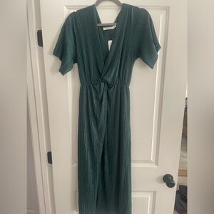 All in Favor Deep Green Textured Dress